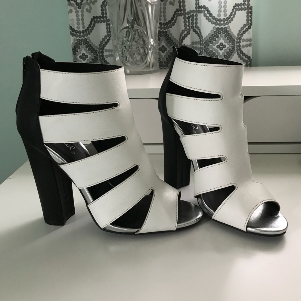Caged White Heels